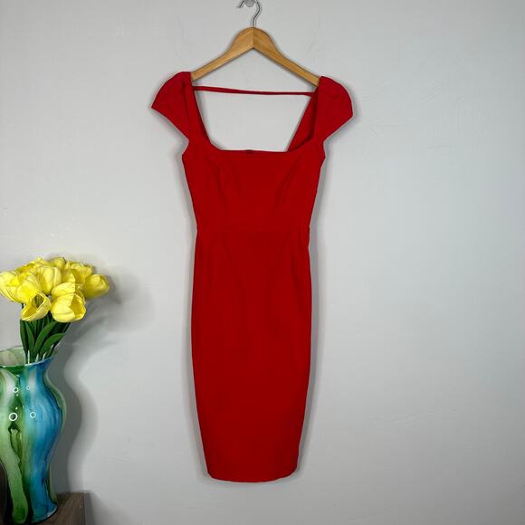 ASOS Vesper Bodycon Red Midi Dress - Picture 3 of 9